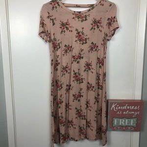 Blush Pink Floral Swing Dress